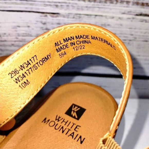 White Mountain Stormy Sandal Tan size 10 Wedge Rattan Vacation Resort - Picture 3 of 6